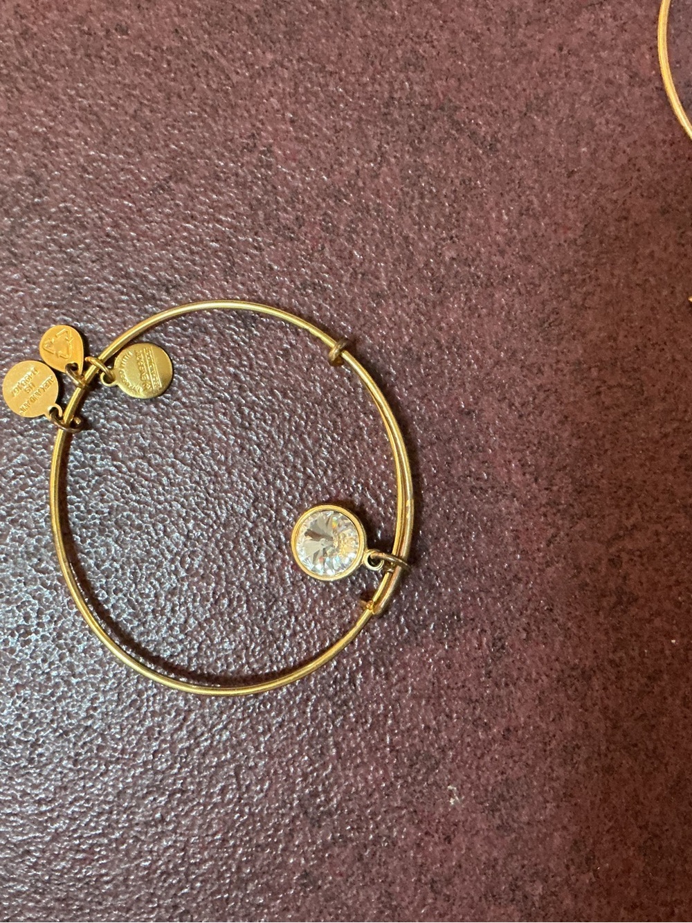 Alex and Ani Gold Bangle with Clear Crystal Charm